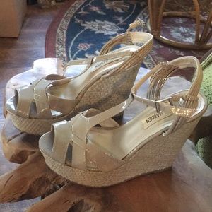 Tan wedge heels